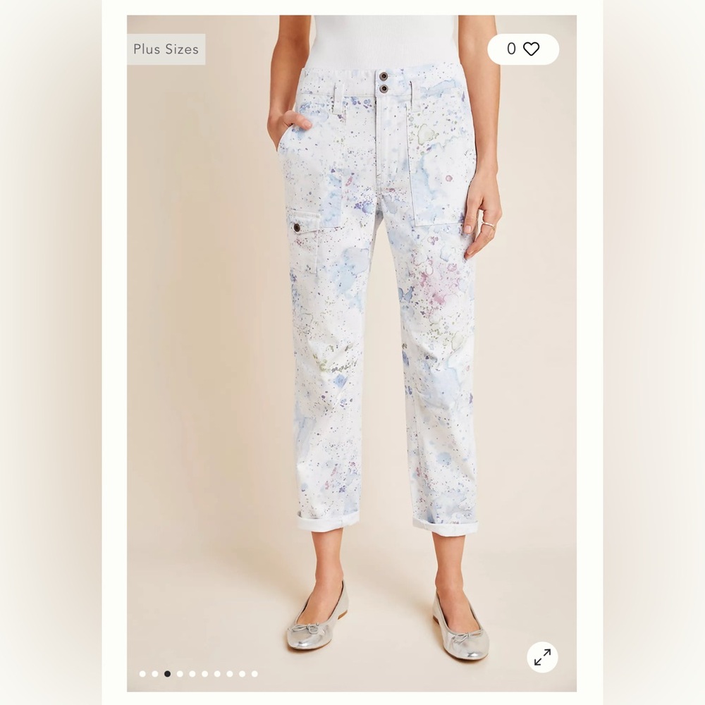 Wanderer Watercolor Cargo Pants Anthropologie Women's Jeans EUC size 25